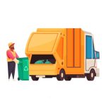 Camion de poubelle qui ramasse des déchets