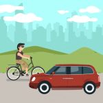 Voiture et vélo en circulation
